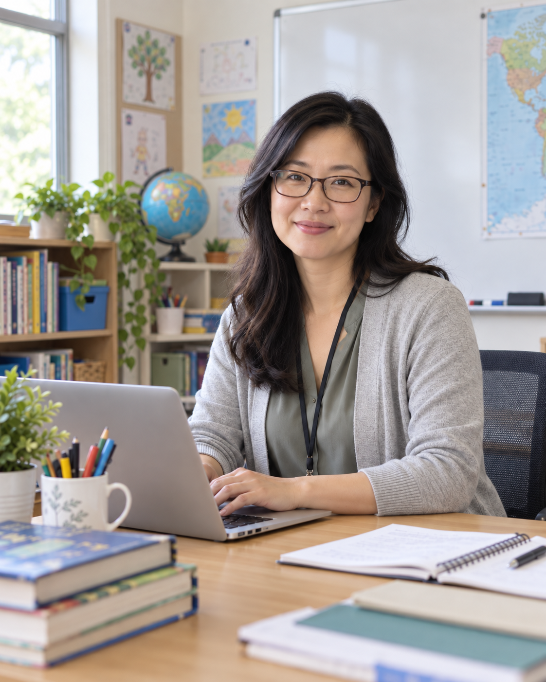 A school leader in a school office.